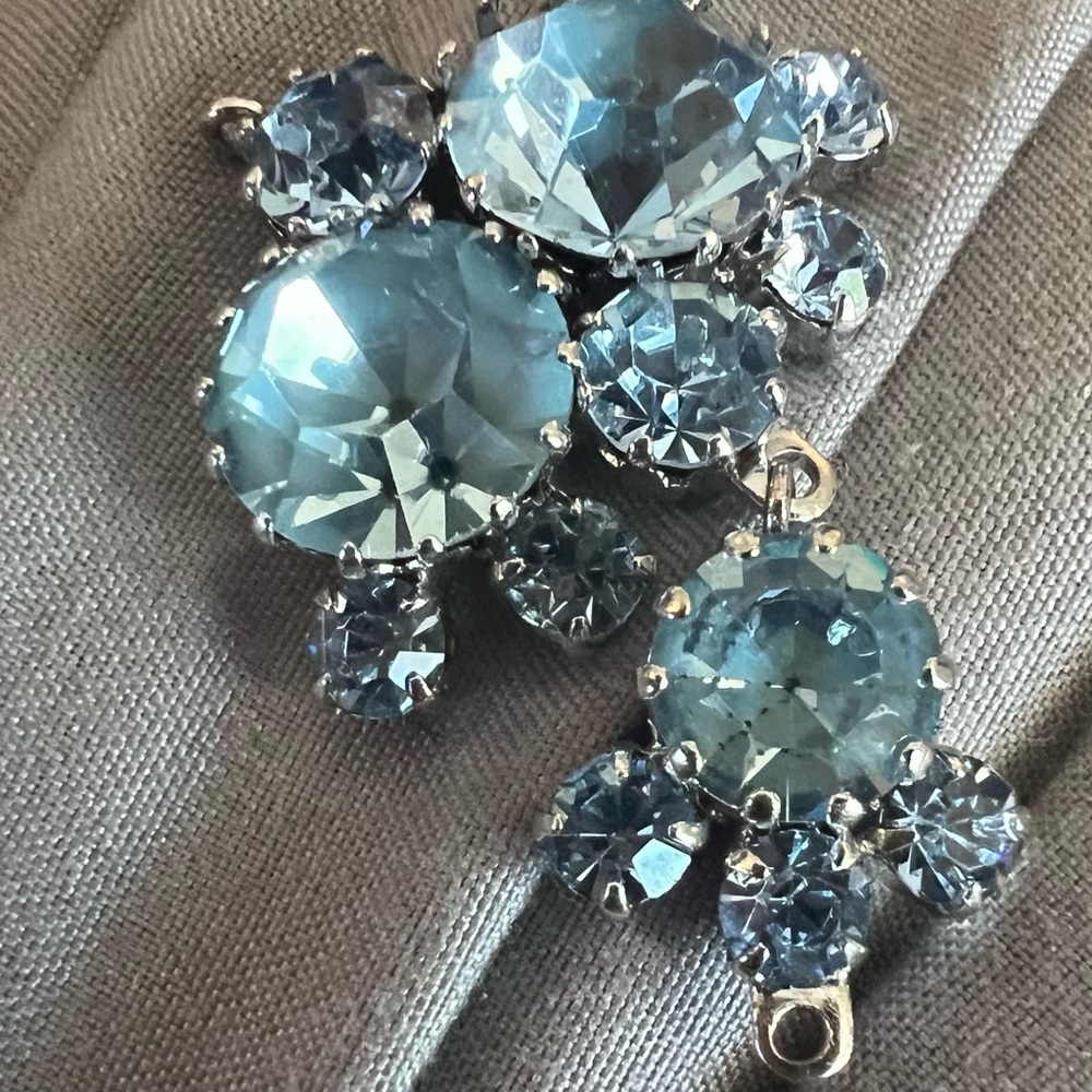 Vintage Blue Austrian Crystal Earrings And Pendant